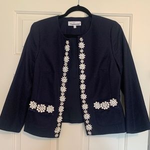 RSVP by Talbots Navy Floral Beaded Jacket Sz 8
